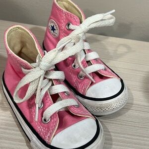 Converse Kids High-Top Sneakers in Pink and White